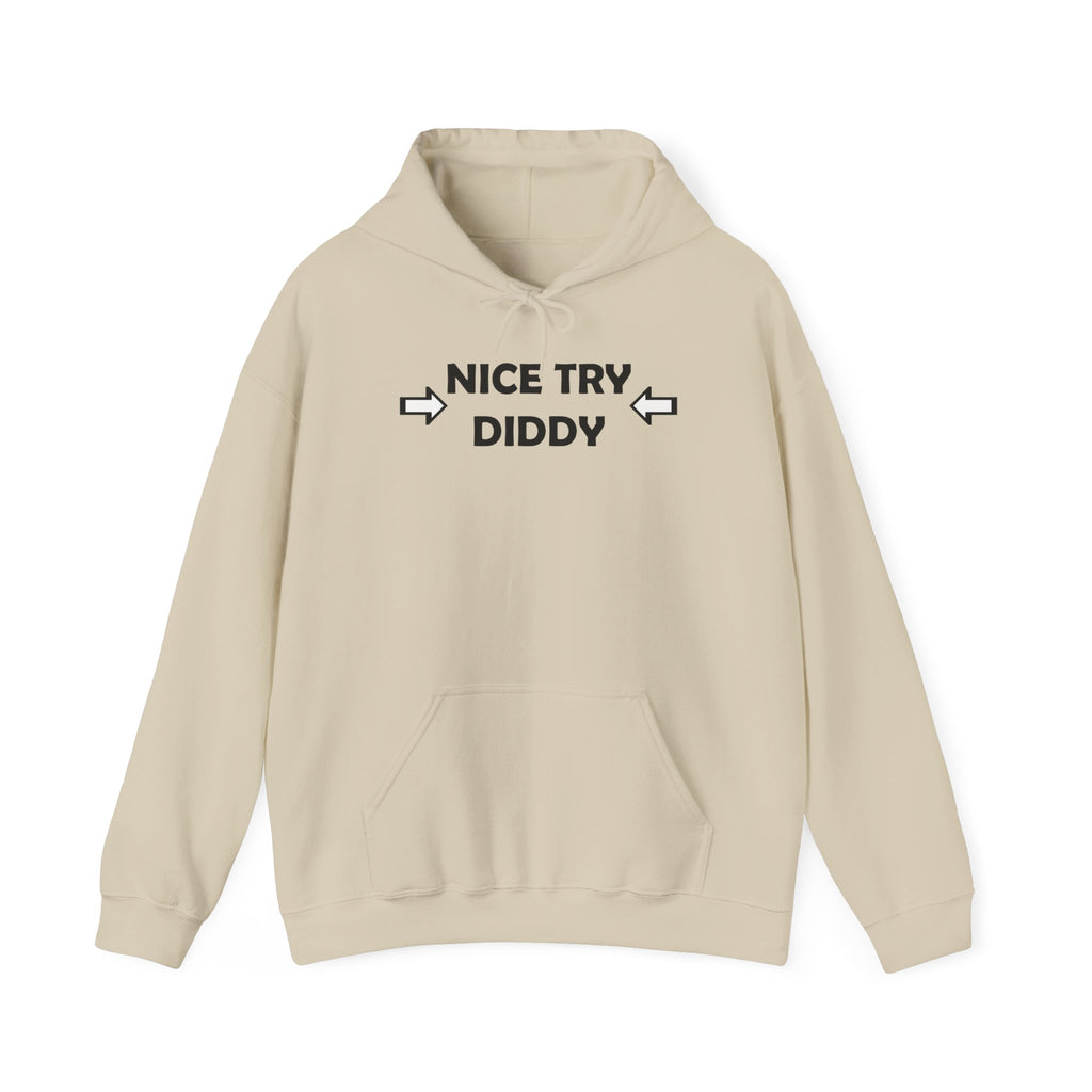 Nice Try Diddy Black Text Hoodie