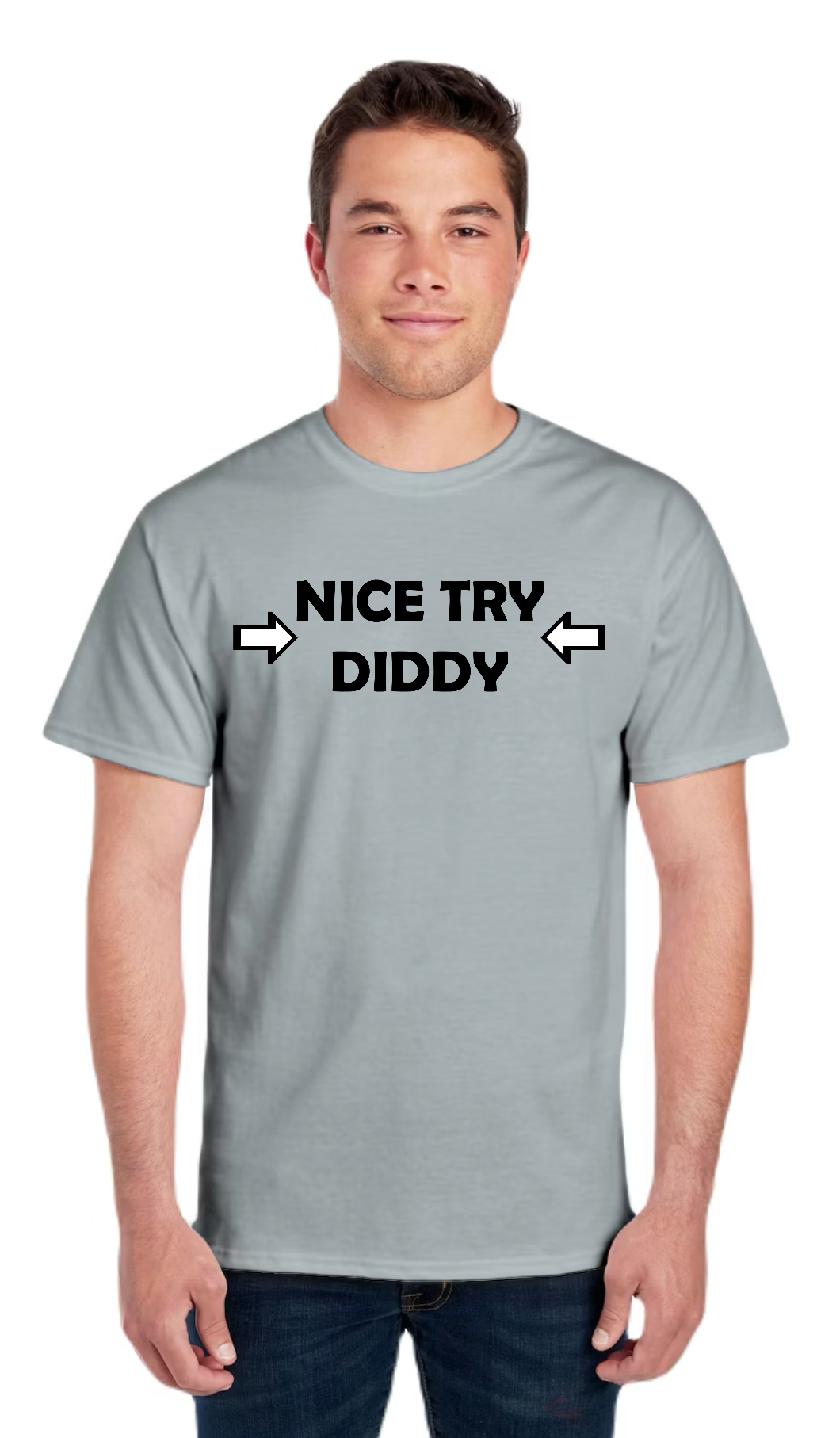 Nice Try Diddy Black Text Tee