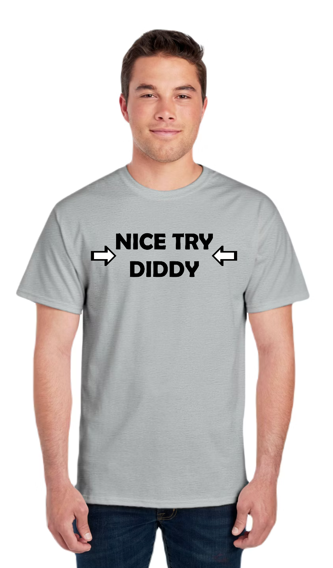 Nice Try Diddy Black Text Tee